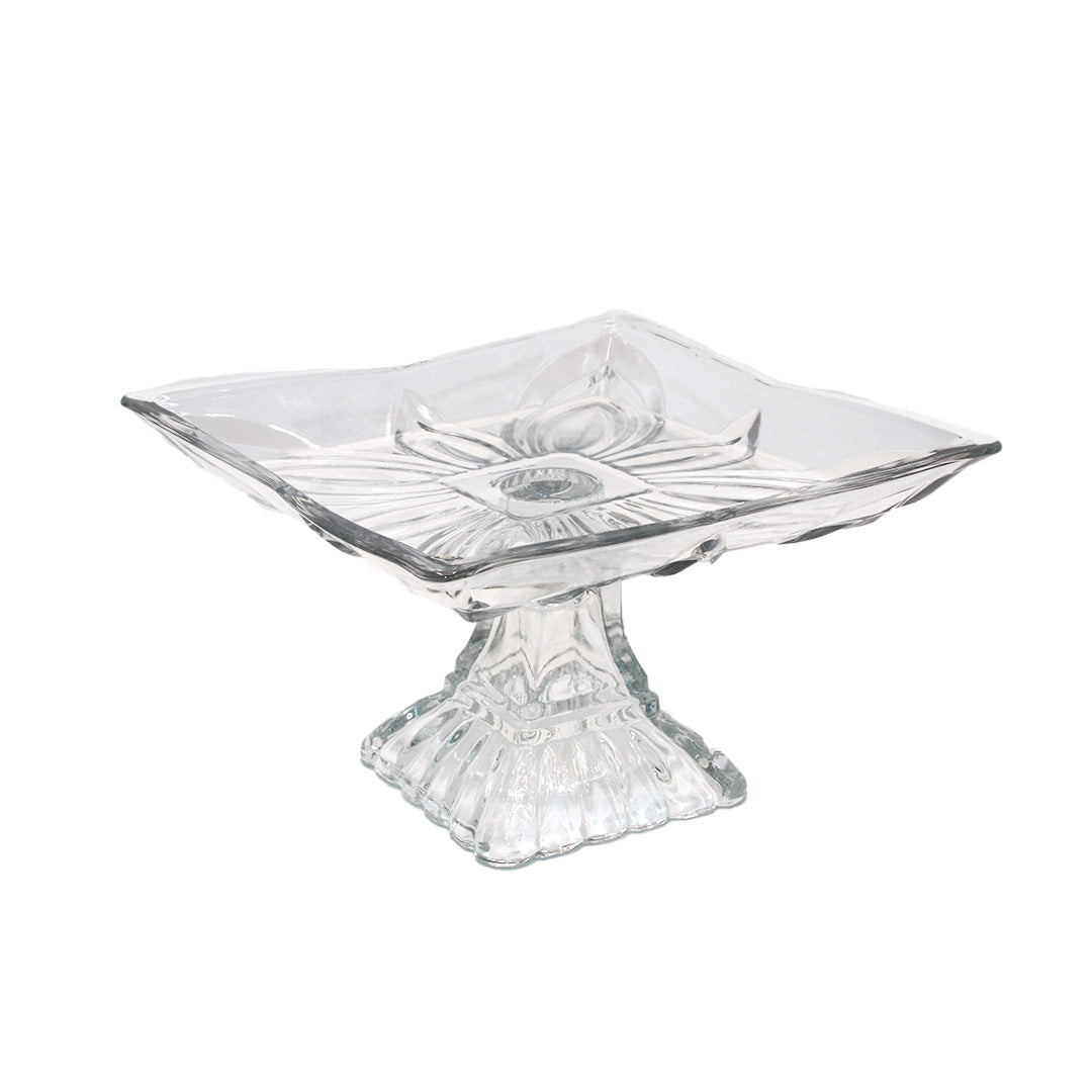 Sweet Dish 21X14Cm Clear Emboss Sqr Footed Walter