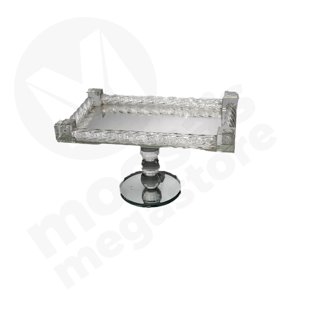Cake Plate 29X17X16Cm Mirror/Crystal Rope