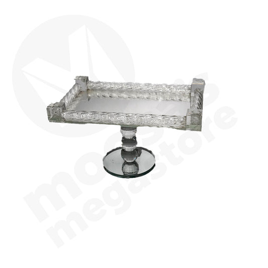 Cake Plate 29X17X16Cm Mirror/Crystal Rope