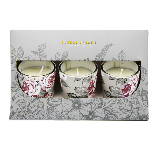 Scented Candle 3Pc Glass Holder
