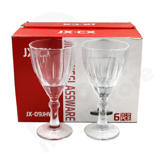 Tumbler 6Pc Goblet 18X9Cm Clear Embossed Jx-09Jhw