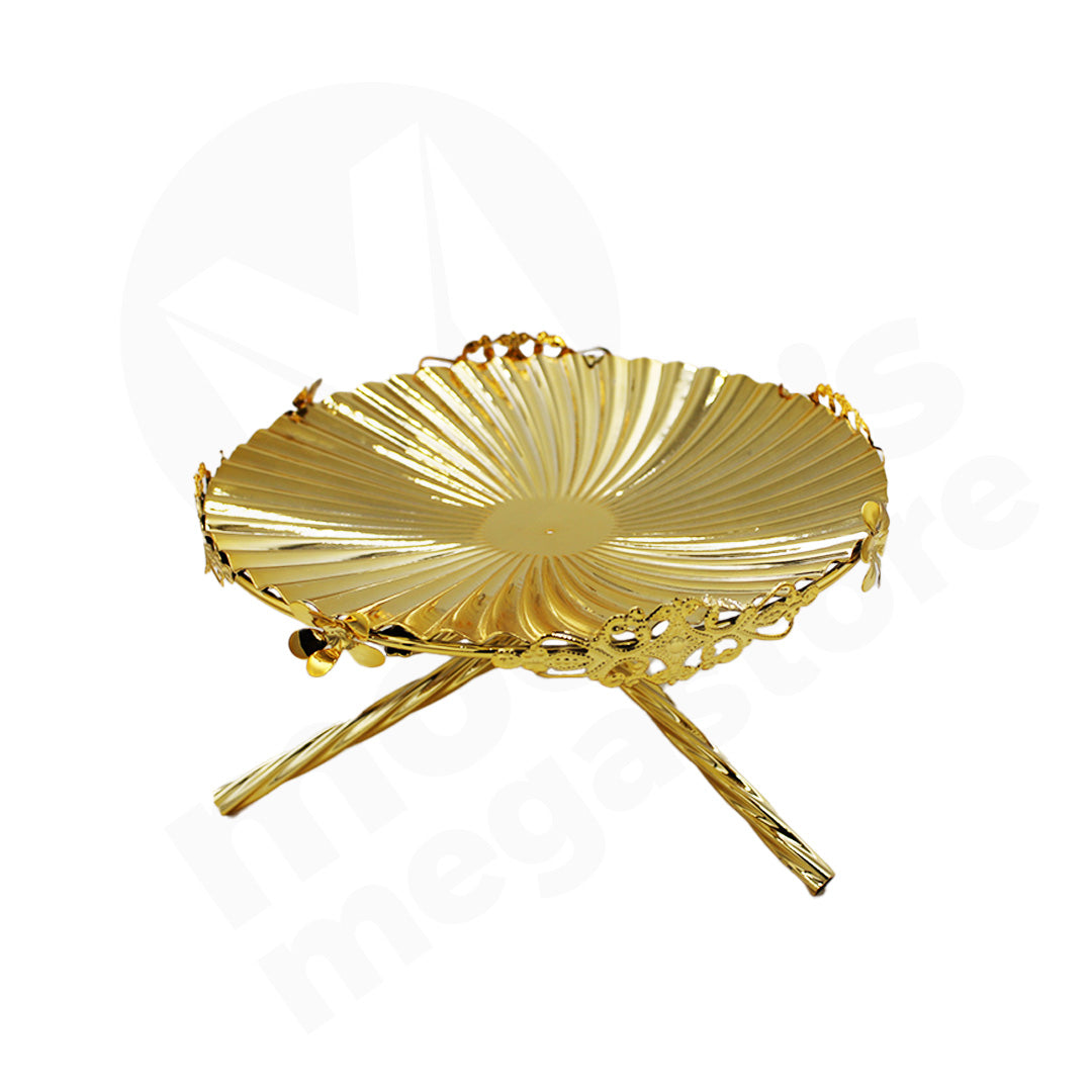 Plate With Stand 20Cm Gold Metal