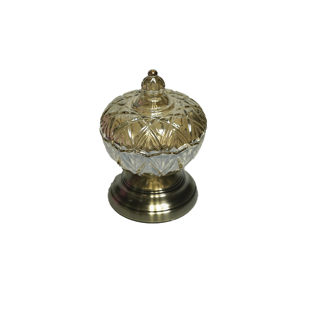 Candy Bowl 12X13Cm Glass With Metal Stand Footed