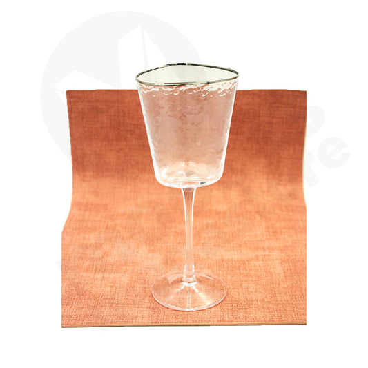 Tumbler  Wine 22X9Cm Tri Embossed  Gold Rim