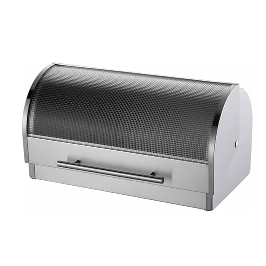 Bread Bin  Stainless Steel  With Glass Top R/Home