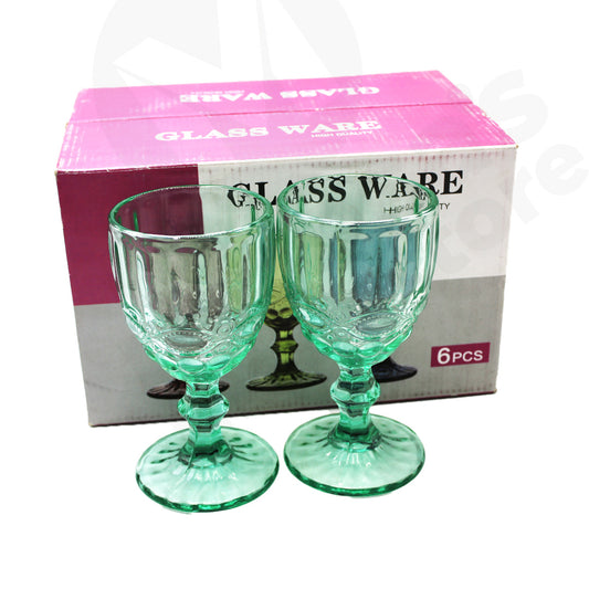 Tumbler 6Pc Goblet Embossed Glass 17X9Cm Tinted