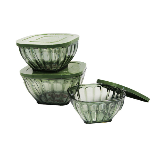 Salad Bowl Set 3Pc With Lid Acrylic 8391