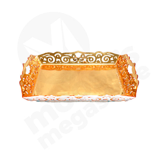 Tray 53X38Cm Acrylic Gold Fancy