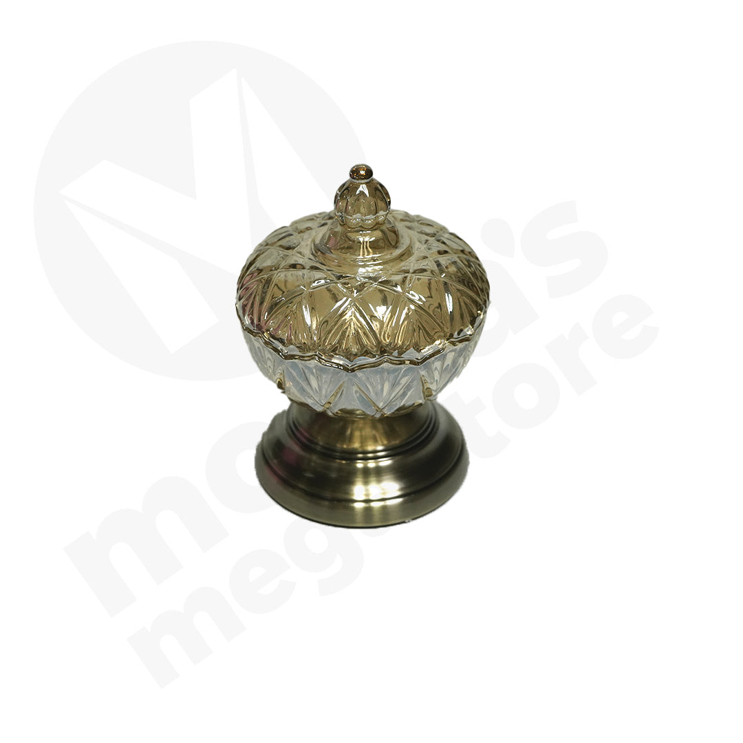 Candy Bowl 12X13Cm Glass With Metal Stand Footed