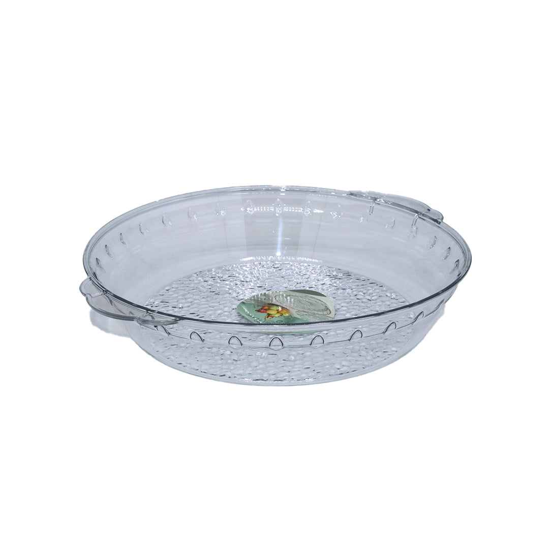 Fruit Bowl 25Cm Round Clear Embossed Plastic