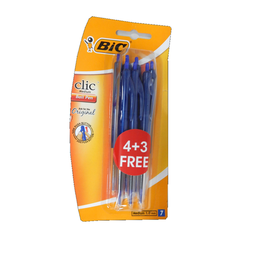 Bic Pen  Clic Blue 7Pc Carded