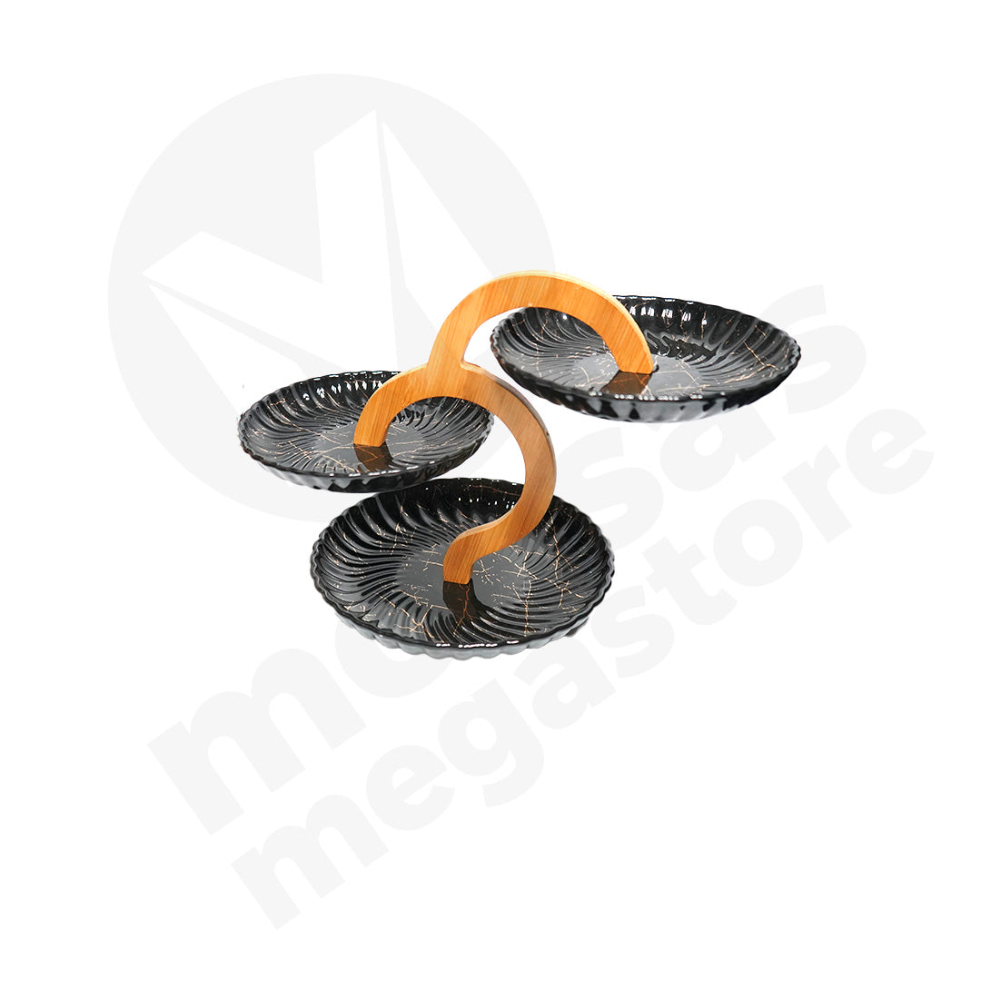 Cake Stand 3Tier Bamboo Stand Marble Look