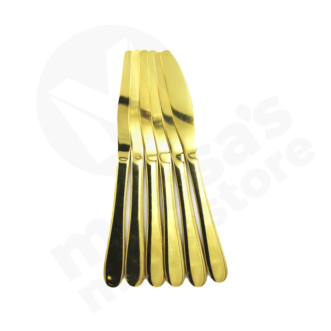 Knife 6Pc 23Cm Sts Heavy Duty Gold Plain Handle