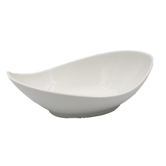 Bowl 20X12Cm White  Oval Curved