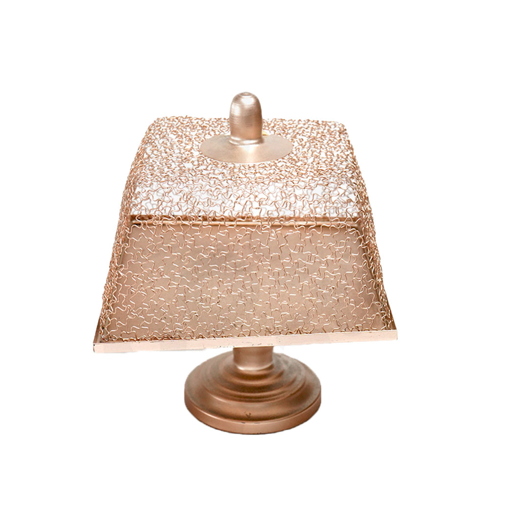 Cake Stand 30Cm Square Dome Lid Bronze