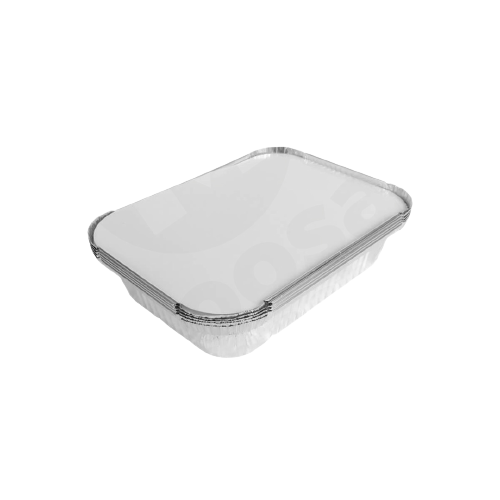 Foil Cont 5Pc 25X16Cm Rectangle With Plastic Lid