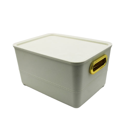 Storage Container 27X25X15Cm With Lid Gold Handle