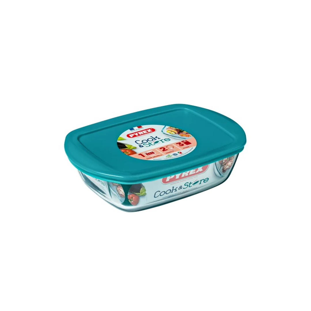 Pyrex Dish Rectangle 1.1Lt W/P Lid Cook N Store