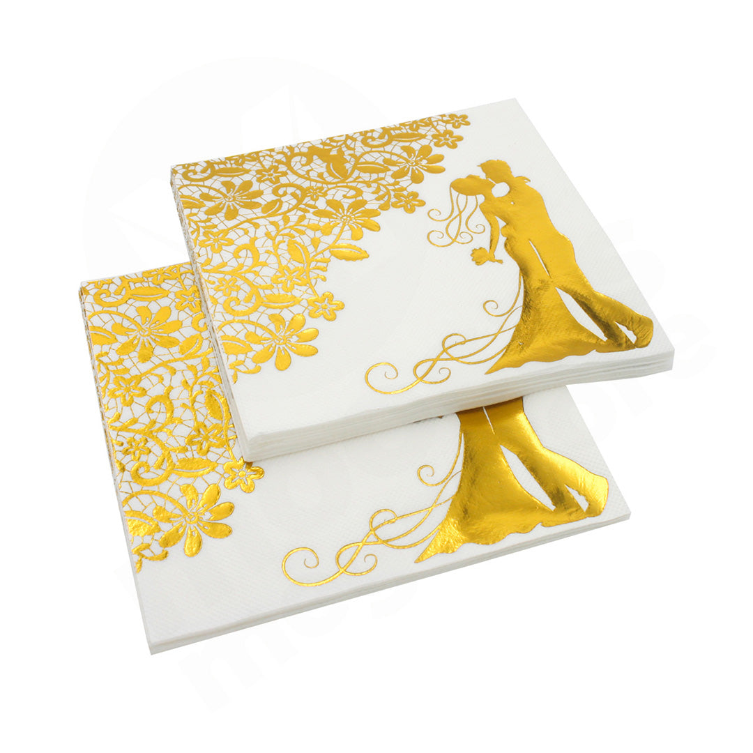 Serviette 16/20Pc 2Ply Gold/Silver Foiling/Marble