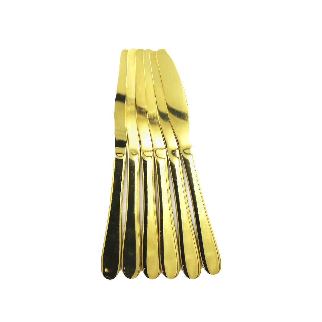 Knife 6Pc 23Cm Sts Heavy Duty Gold Plain Handle
