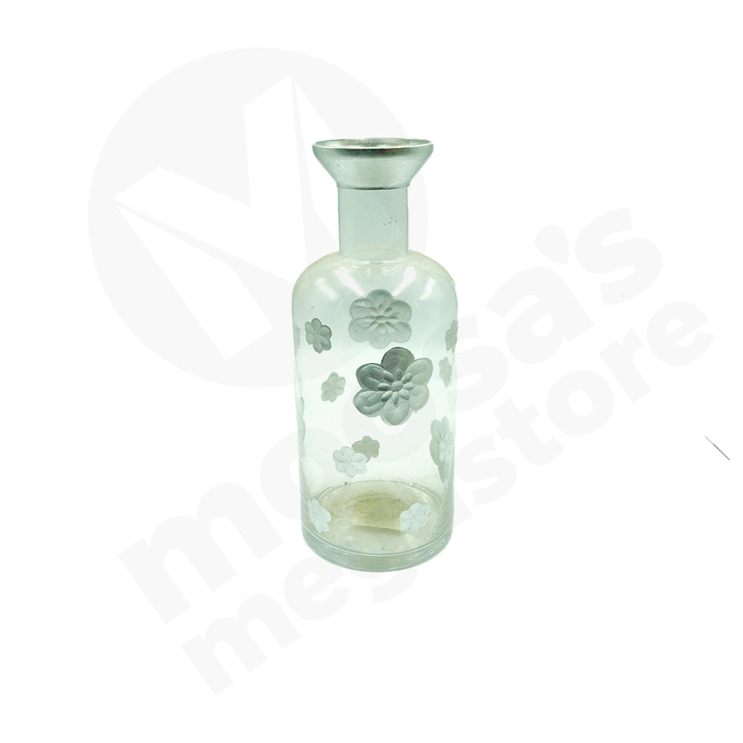 Vase Glass 29.5X8Cm Clear/Gold/Silver Flowers
