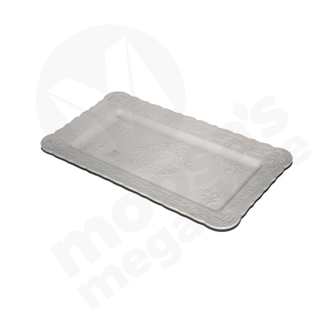 Platter White Embossed Porc Med 30Cm Bestway