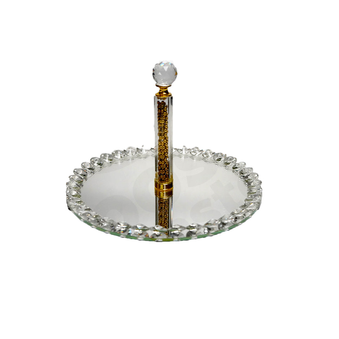 Centre Piece Mirror 25X13Cm Round W/Stand Crystal