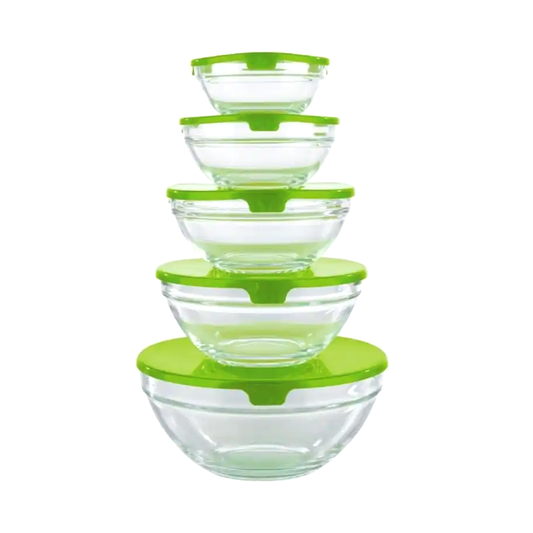 Bowl Set 5Pc With Plastic Lid Fresh Bowl