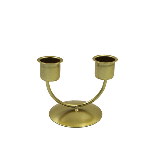Candle Holder 7X7Cm 2 Candles Gold