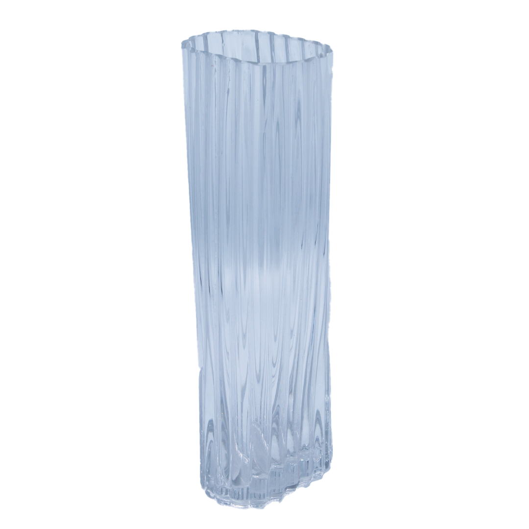 Vase Glass 30X10X7Cm Clear Embossed Ribbed