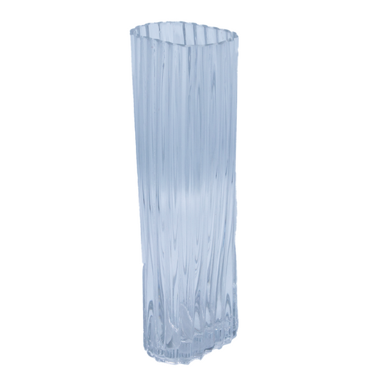 Vase Glass 30X10X7Cm Clear Embossed  Ribbed