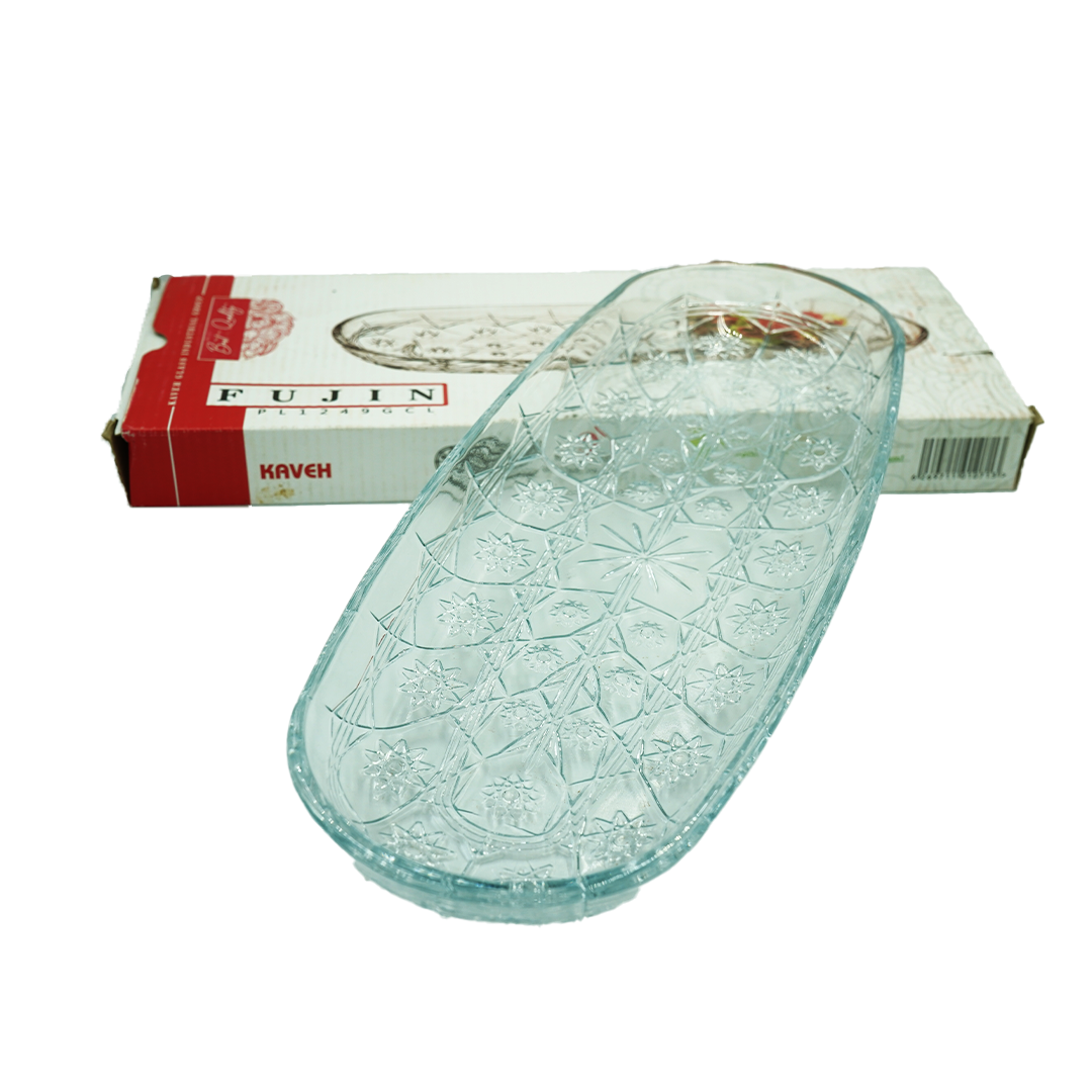 Platter 32.5X13Cm Oval Clear Embossed Fujin