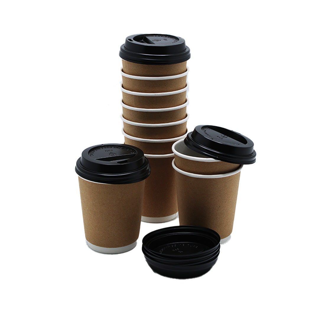 Paper Cup Coffee 10Pc With Lid 250Ml 9Cm Kraft