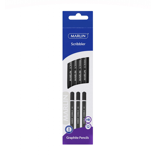 Marlin Pencils 12Pc Scribbler Black/Silver Hb