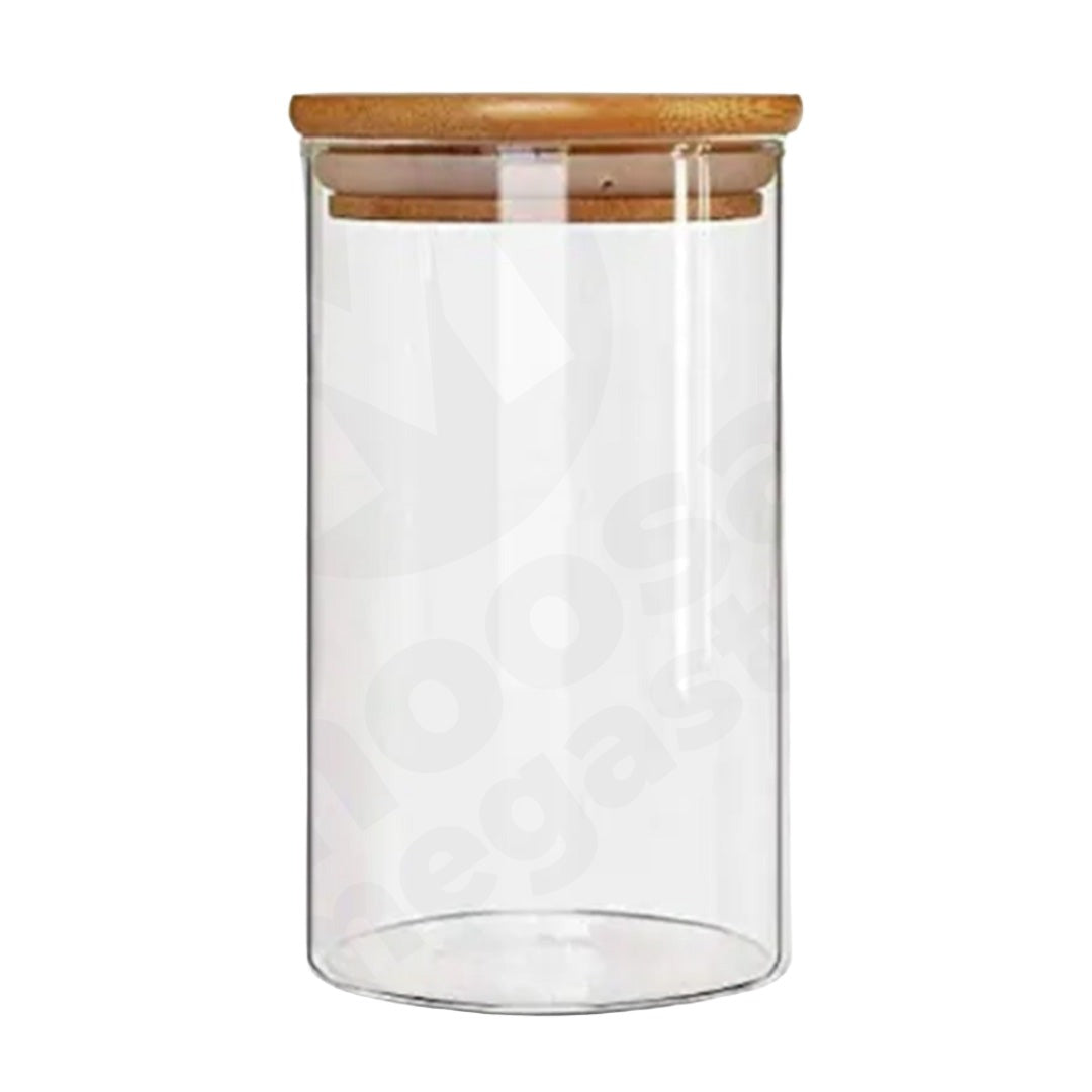 Jar 20X10Cm Round Glass Wooden Lid