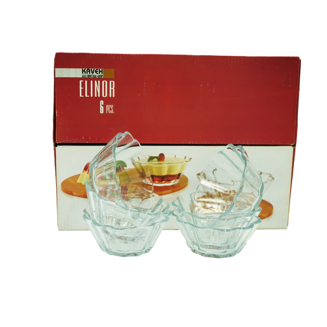 Bowl Set 6Pc Clear Embossed Elinor