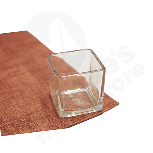 Candle Holder 5Cm Square Clear Glass