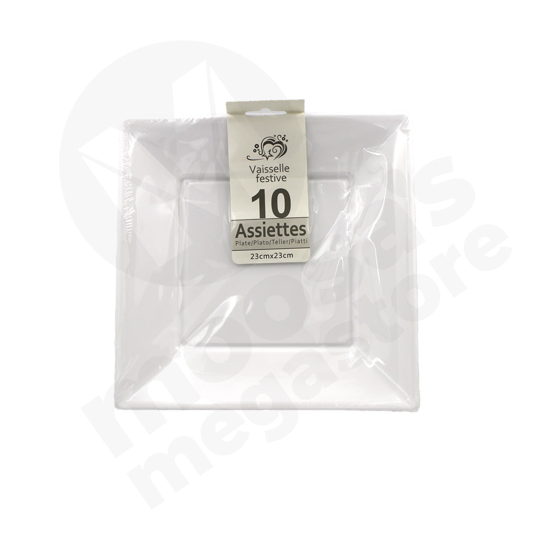 Plate 10Pc 23Cm Square Plastic