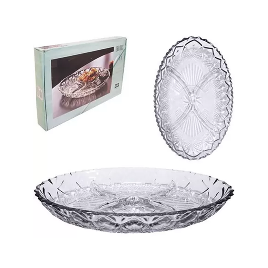 Platter 28X18Cm Oval Larous Clear Embossed
