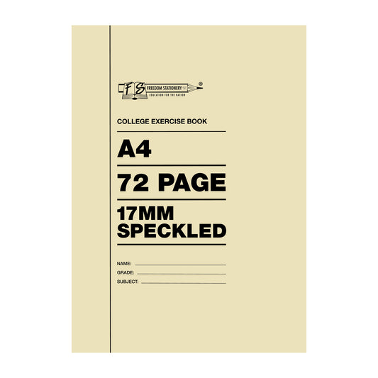 College Excercise Book 72Pg A4 17Mm Speckled Line