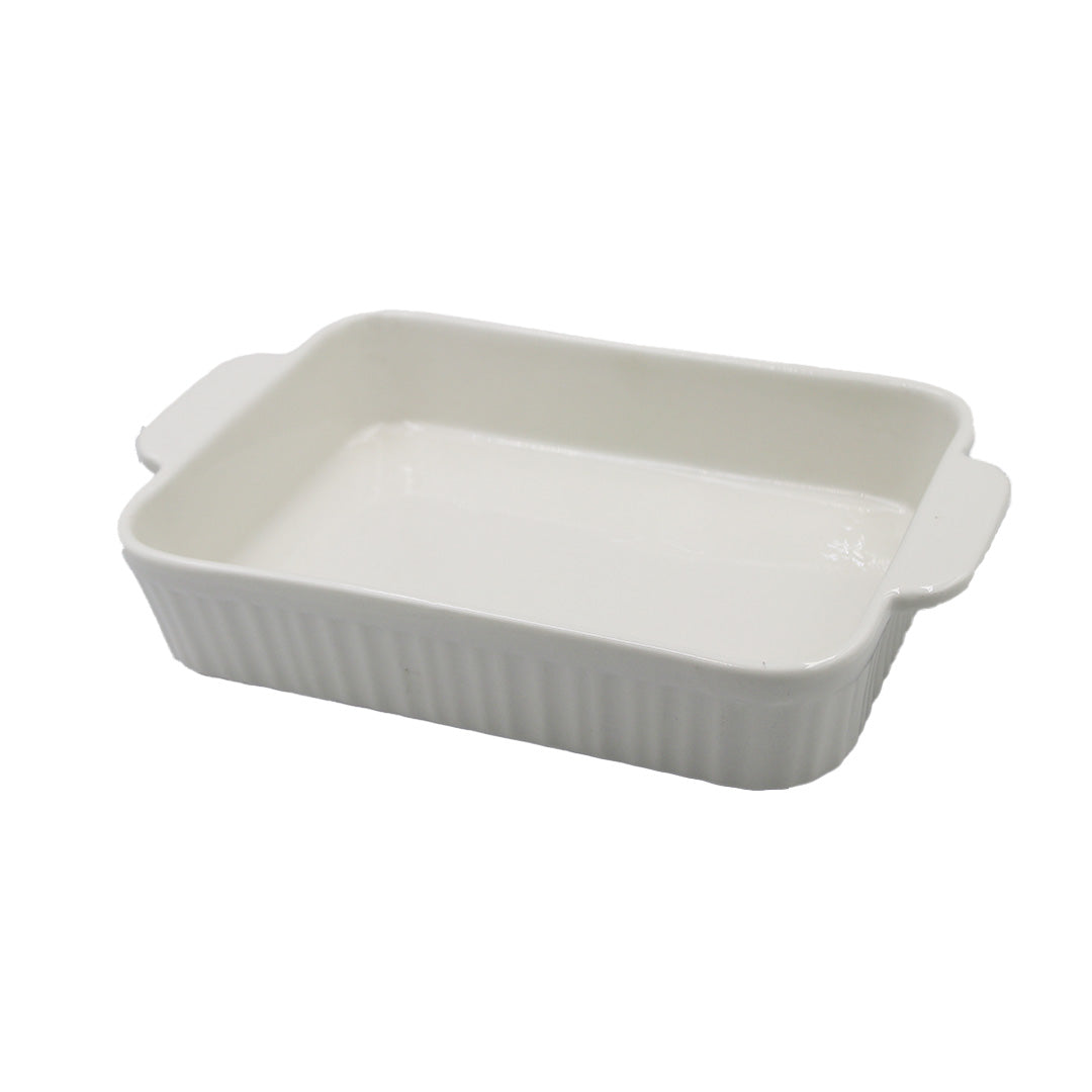 Baking Dish 21X16Cm Rectangle White 02 Embossed