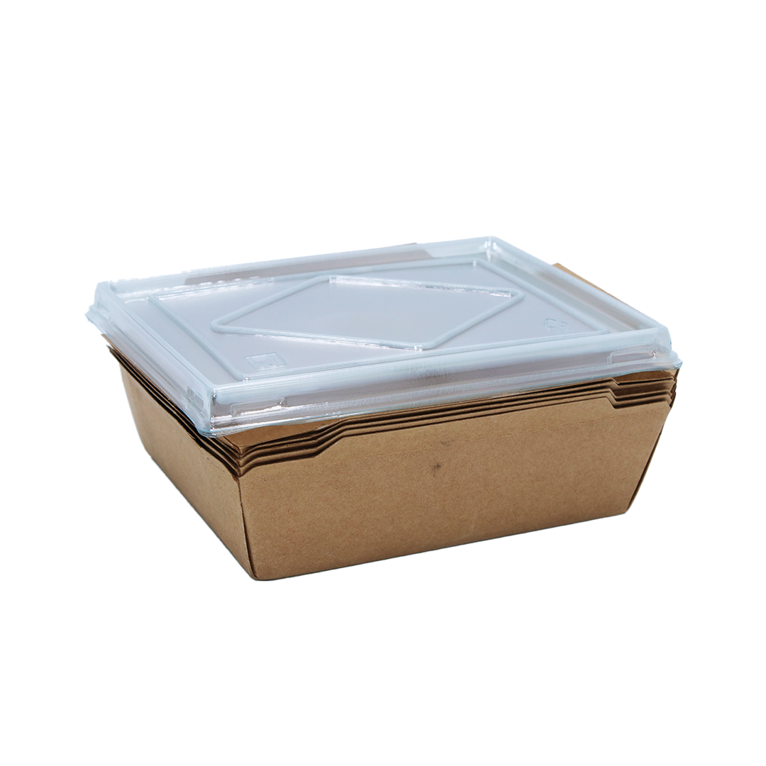 Paper Takeaway 5Pc 18X14X5Cm Plastic Lid Kraft