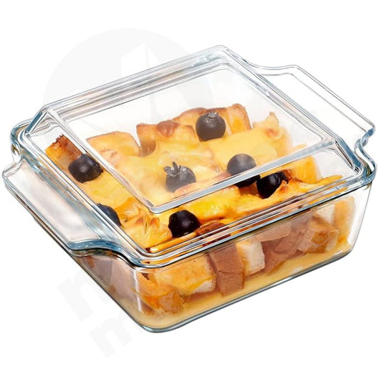 Casserole  1L With Lid Square Tempered Glass 8018