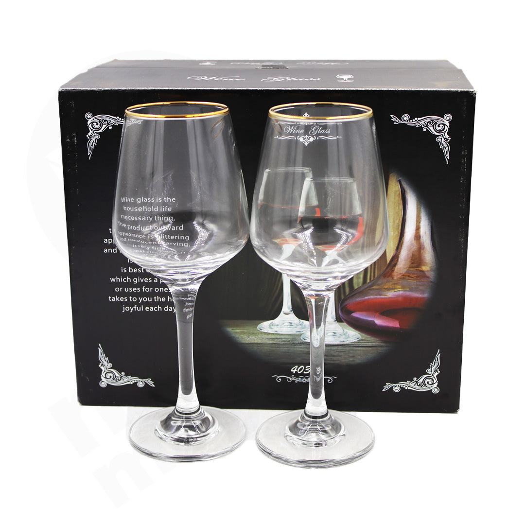 Tumbler 6Pc Wine 21C6Cm Clear Gold Rim 4035