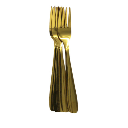 Fork 6Pc Stainless Steel  Gold Yes House Grn Label