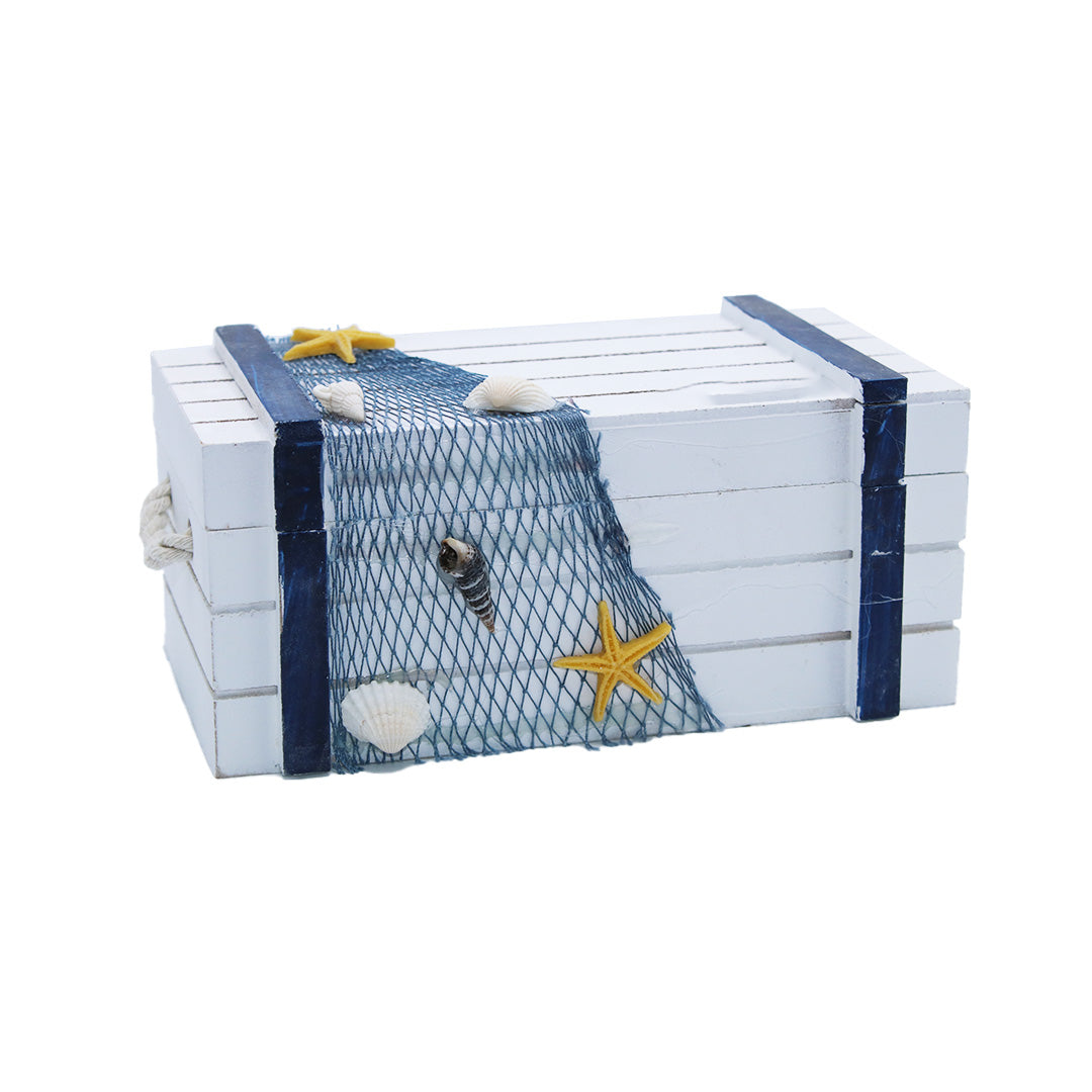 Storage Box 23X12X10Cm Sea Shells Rope Handles