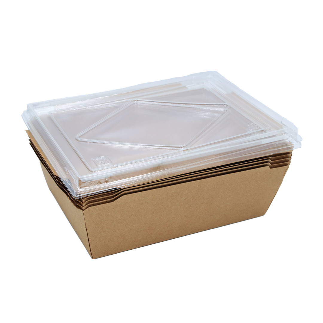 Paper Takeaway 5Pc 23X16X6Cm Plastic Lid Kraft