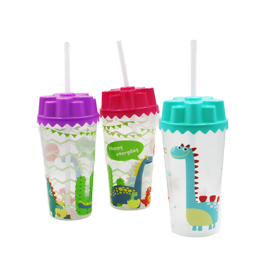 Tumbler 15.5X9Cm With Lid & Straw Plastic Assorted