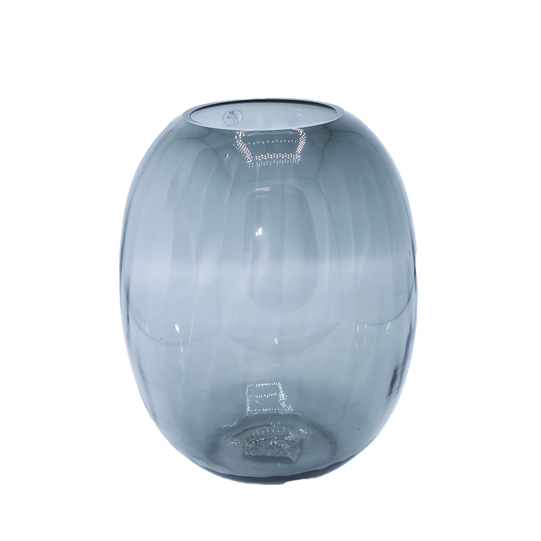 Vase Glass 25X11Cm Tinyed Ribbed