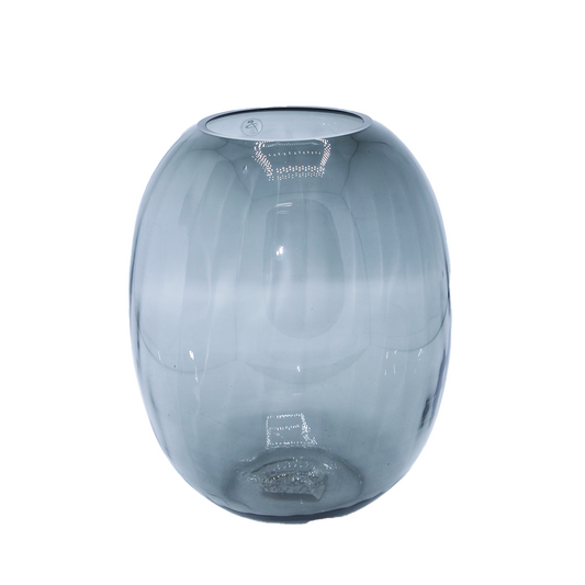Vase Glass 25X11Cm Tinyed Ribbed